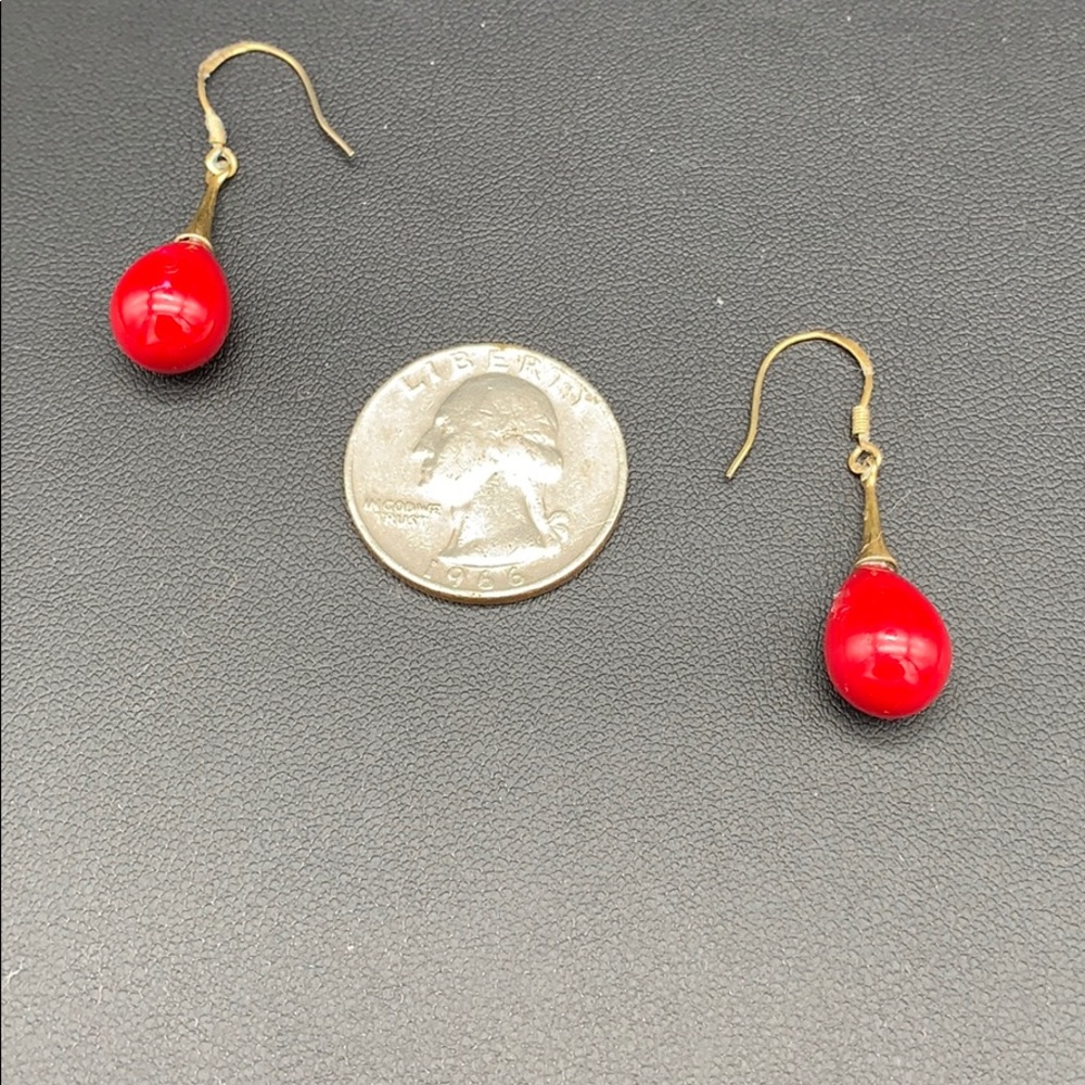 24 Kt Gold over Vintage Silver 1.5 Coral Earrings  $65